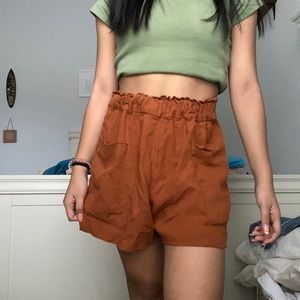 cute burnt orange - brown shorts